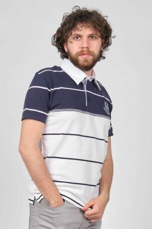 Arslanlı Erkek Blok Desenli Polo Yaka T-Shirt 07609108 Lacivert - 1