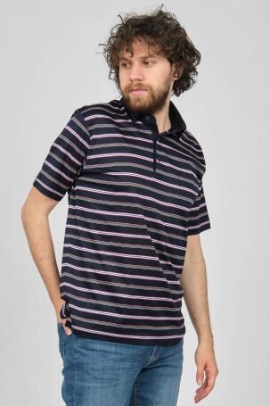 Arslanlı Erkek Cep Detaylı Çizgili Polo Yaka T-Shirt 07601117 Lacivert - 3