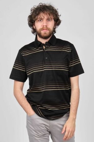 Arslanlı Erkek Çizgili Cep Detaylı Polo Yaka T-Shirt 07601130 Siyah - 6