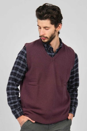 Arslanlı Erkek Lambswool V Yaka Süveter 0767991 Mürdüm - 3