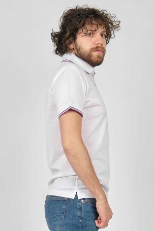 Arslanlı Erkek Şerit Detaylı Polo Yaka T-Shirt 07601199 Beyaz - 4