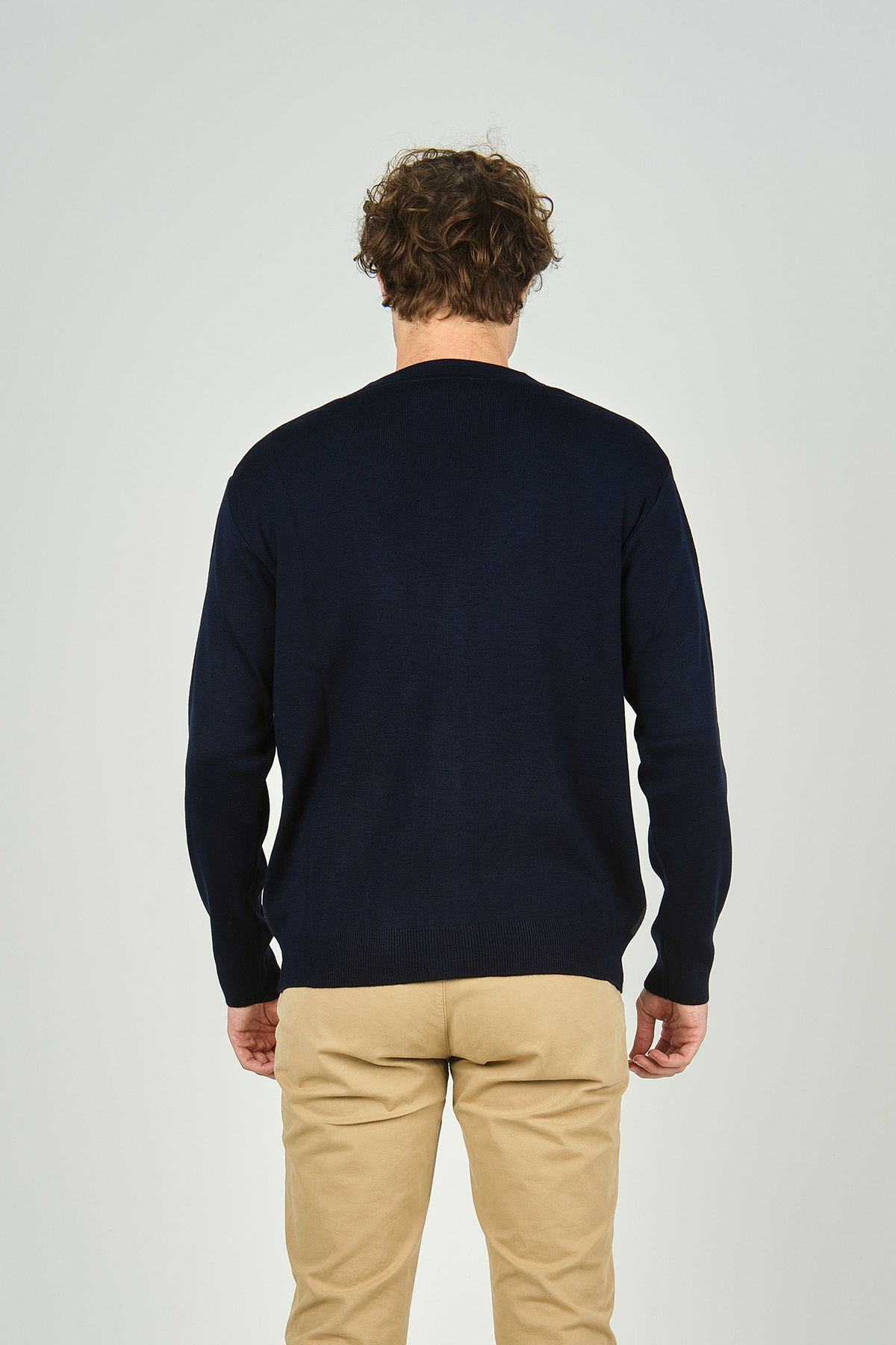 Ateş Triko Erkek Cep Detaylı V Yaka Yün Hırka 4490 Lacivert - 4