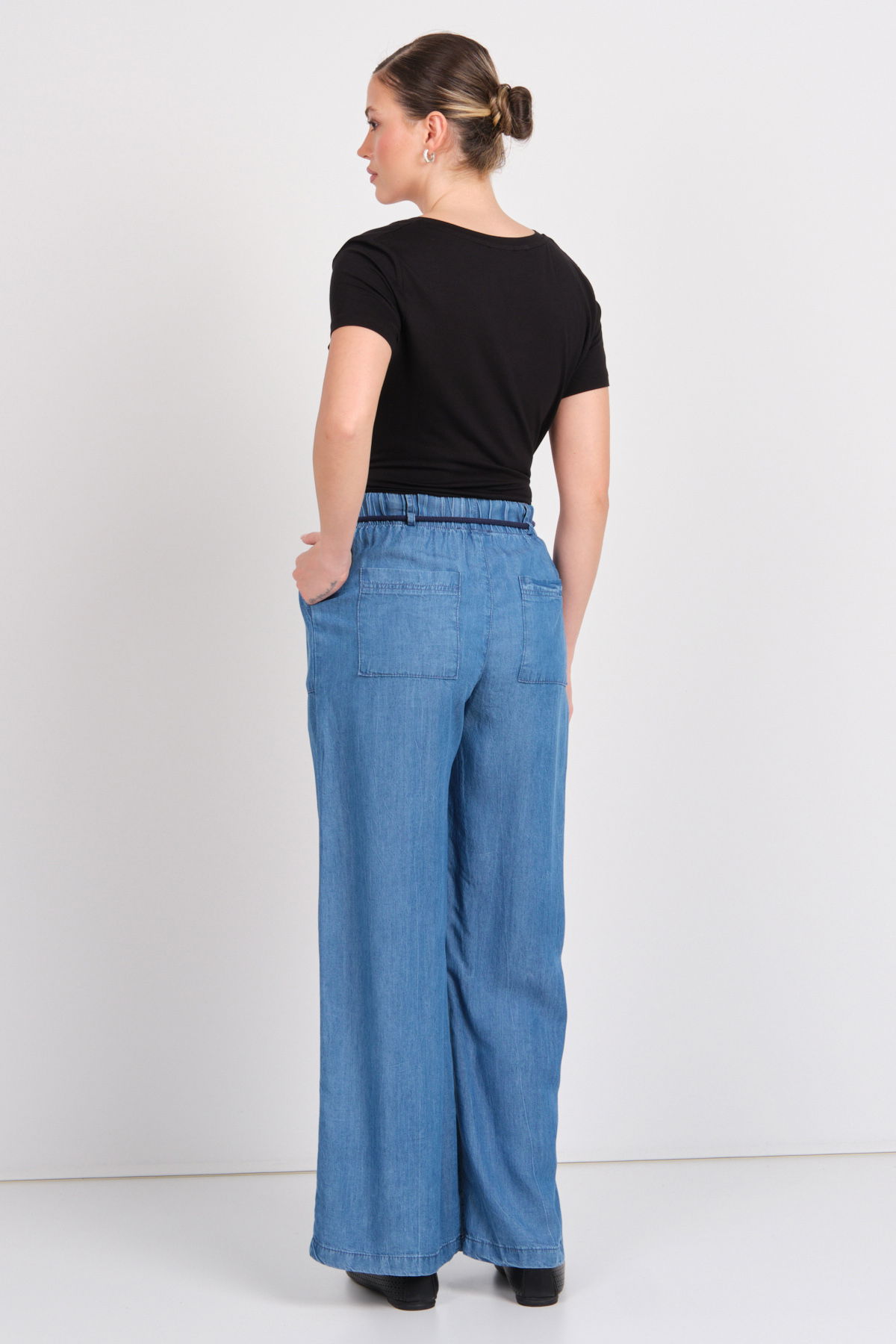 Ayhan Kadın Beli Lastikli 4 Cepli Rahat Form Kot Pantolon 5950 Kot - 4