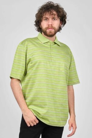 Baila Erkek Cep Detaylı Çizgili Polo Yaka T-Shirt 1196528 Fıstık Yeşili 