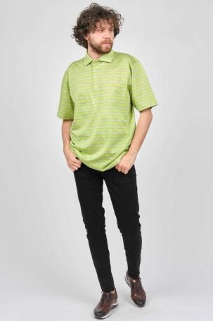 Baila Erkek Cep Detaylı Çizgili Polo Yaka T-Shirt 1196528 Fıstık Yeşili - 2