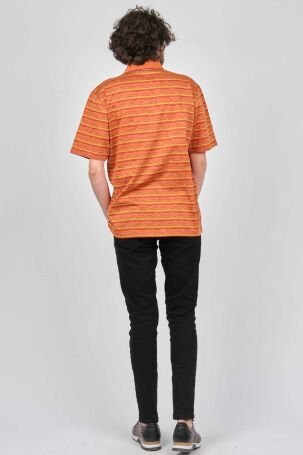 Baila Erkek Cep Detaylı Çizgili Polo Yaka T-Shirt 1196528 Oranj - 5