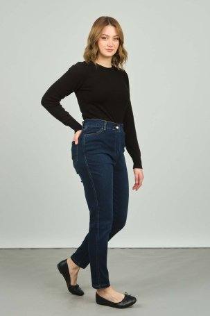 Buket Kadın Yüksek Bel Kot Pantolon 1500 Lacivert - 3