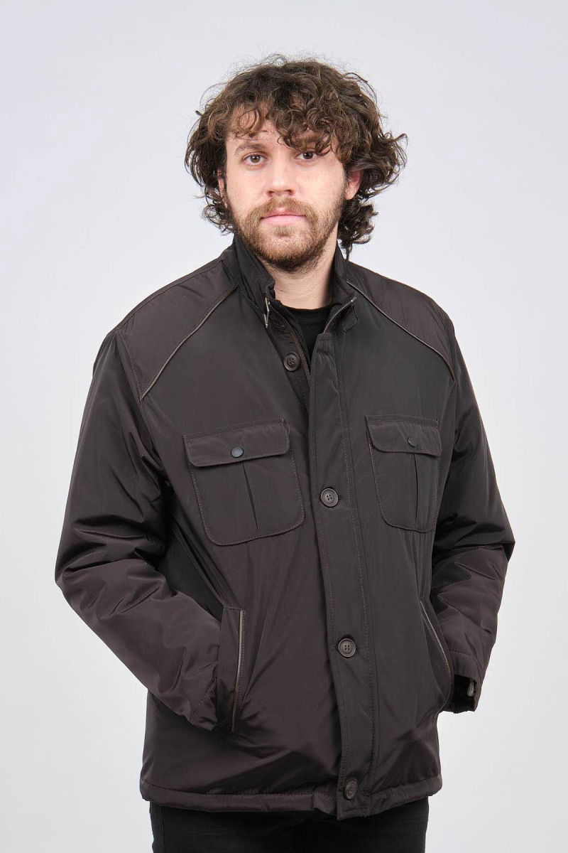 By Serco Erkek Deri Biyeli Kapak Cepli Mont 0620661 Kahverengi - 3