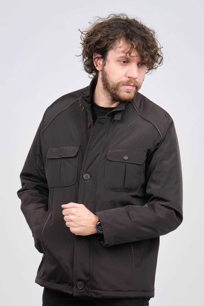 By Serco Erkek Deri Biyeli Kapak Cepli Mont 0620661 Kahverengi - 6