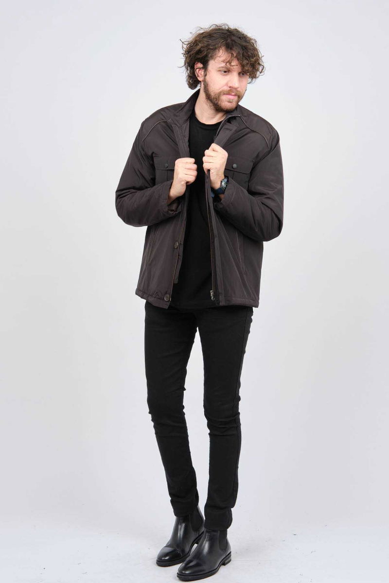 By Serco Erkek Deri Biyeli Kapak Cepli Mont 0620661 Kahverengi - 7