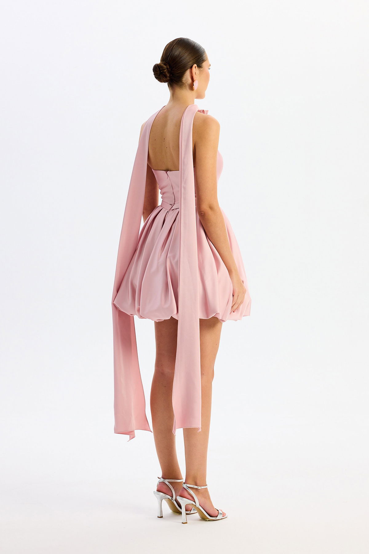 Carmen Kadın Balon Etek Güllü Saten Abiye Elbise 58617 Pudra - 5