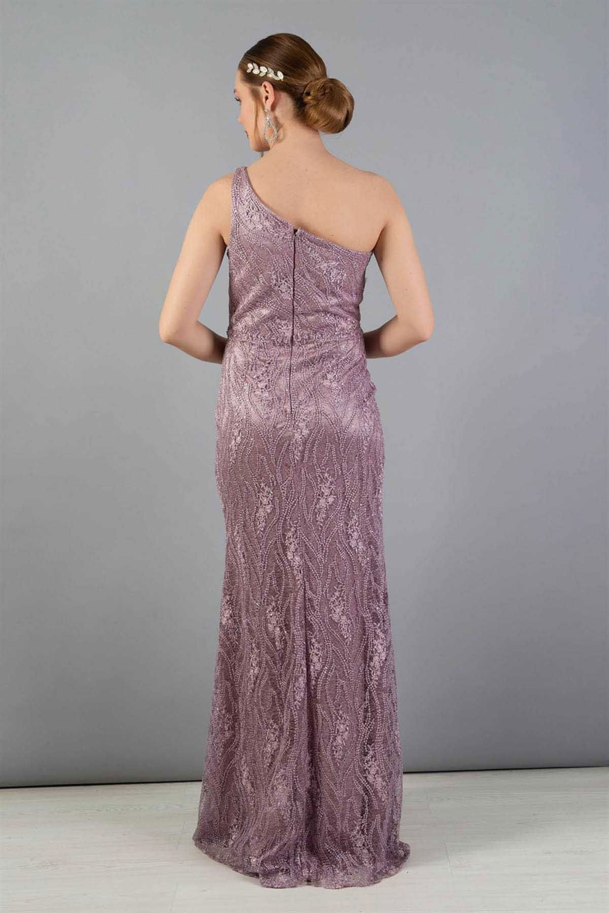 Carmen Kadın Dantel Göğüs Detaylı Yırtmaçlı Abiye 5815569 Lila - 5