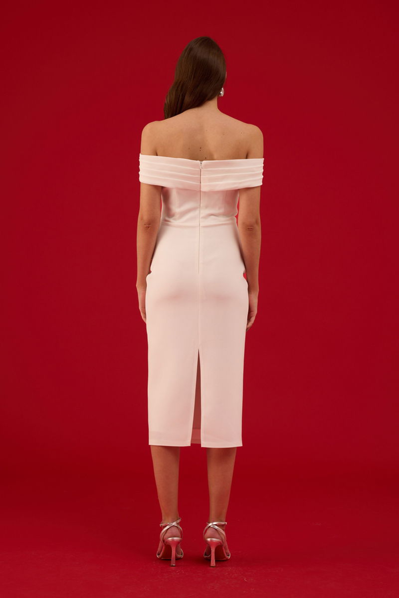 Carmen Kadın İşlemeli Krep Söz Elbisesi Nikah Elbisesi 58658 Beyaz - 4