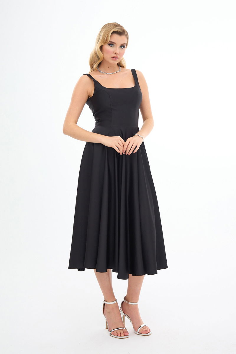 Carmen Kadın Sırt Dekolteli Midi Saten Abiye Elbise 58131 Siyah - 3