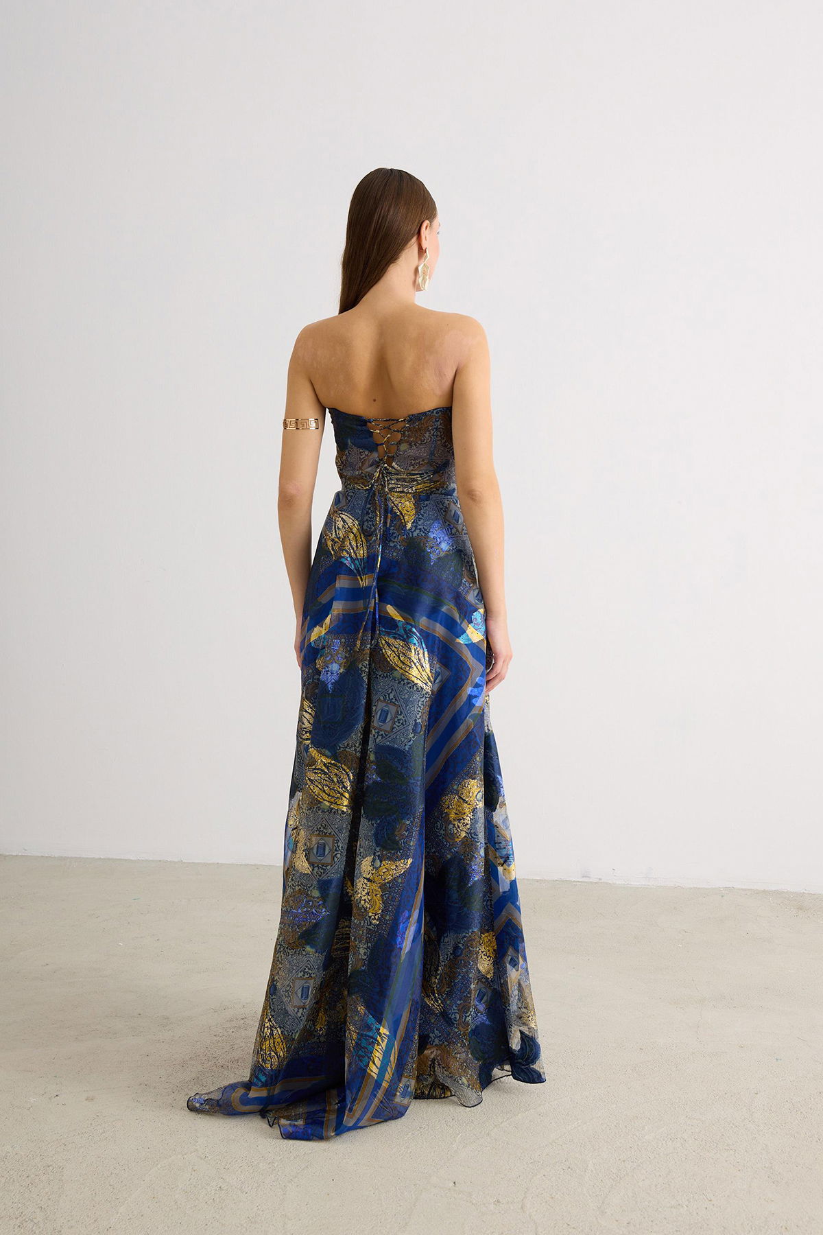 Carmen Kadın Straplez Jakarlı Abiye Elbise 58606 Lacivert - 4