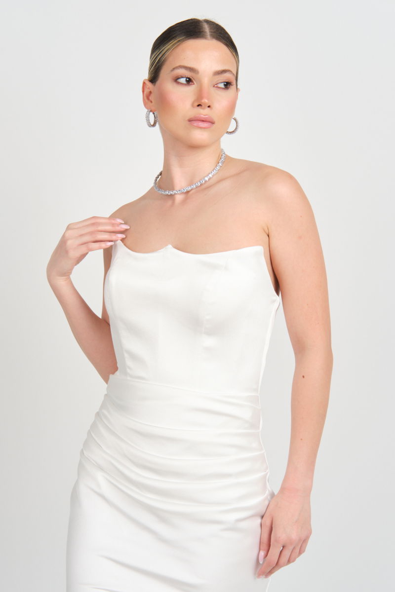 Carmen Kadın Straplez Maxi Boy Abiye Elbise 58565 Beyaz - 2