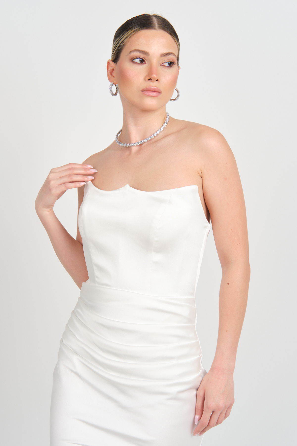 Carmen Kadın Straplez Maxi Boy Abiye Elbise 58565 Beyaz - 2