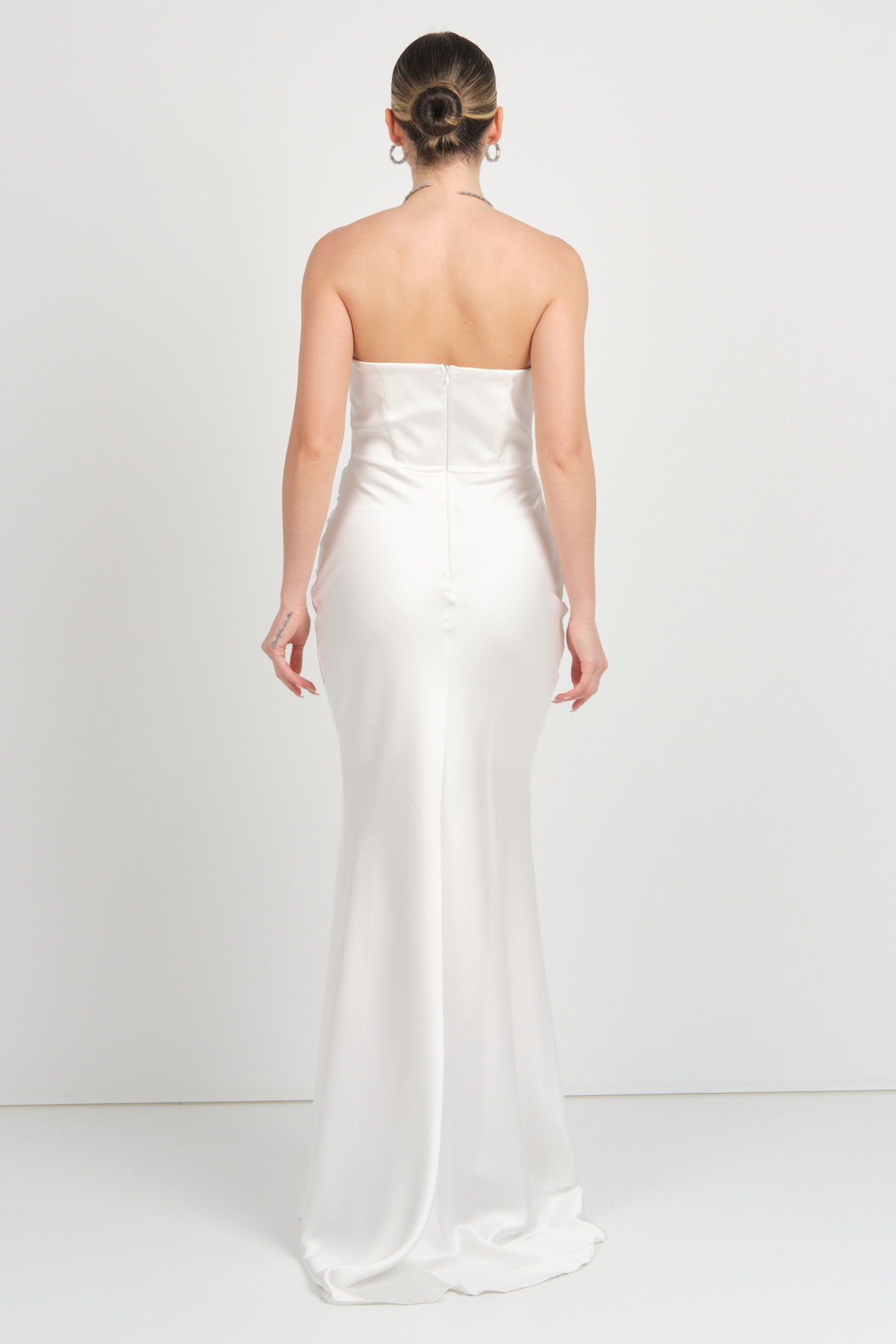 Carmen Kadın Straplez Maxi Boy Abiye Elbise 58565 Beyaz - 5