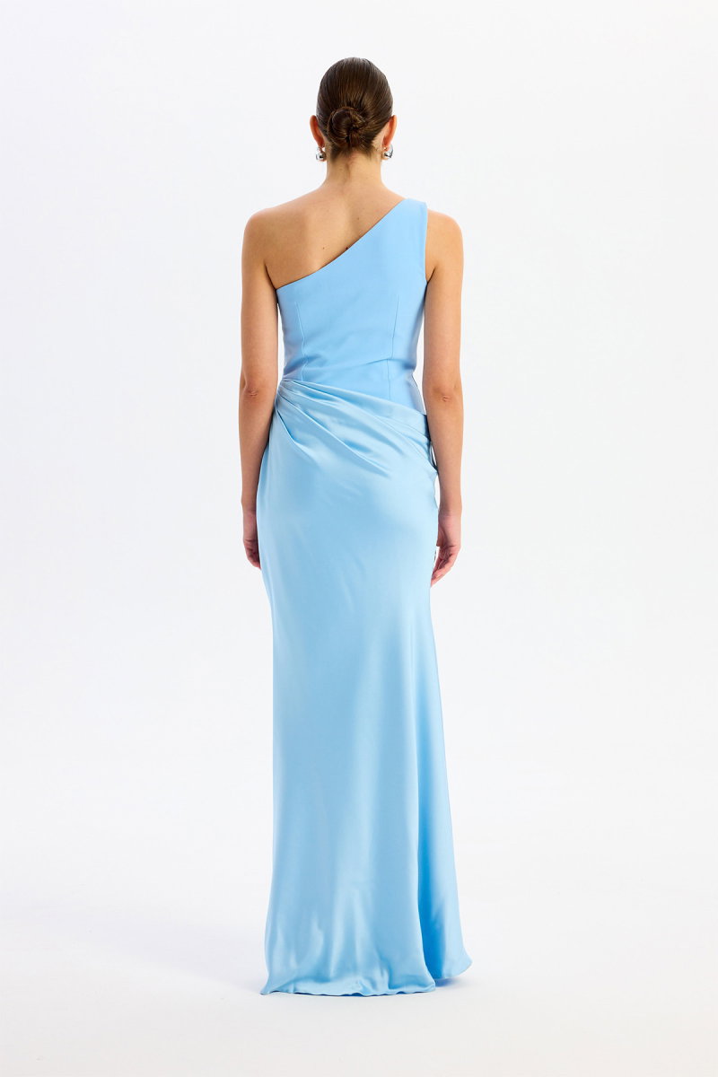 Carmen Kadın Üstü Krep Altı Saten Abiye Elbise 58608 Bebe Mavisi - 4