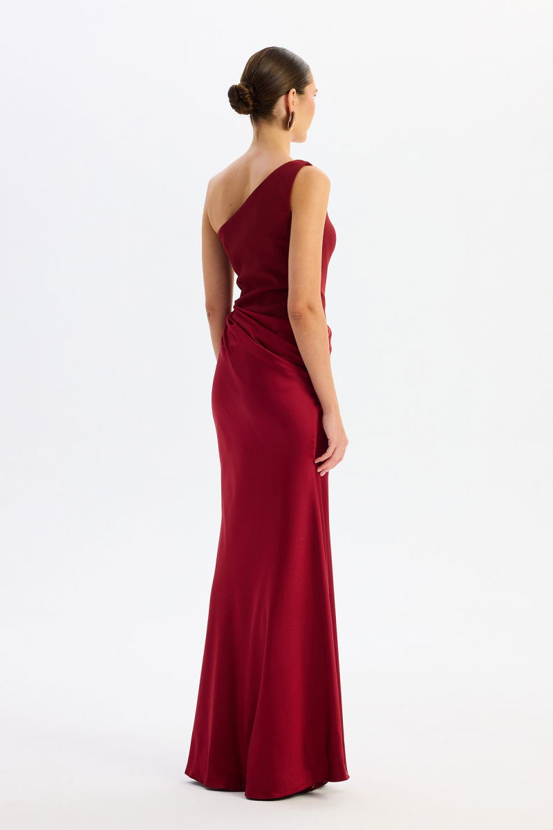 Carmen Kadın Üstü Krep Altı Saten Abiye Elbise 58608 Bordo - 4