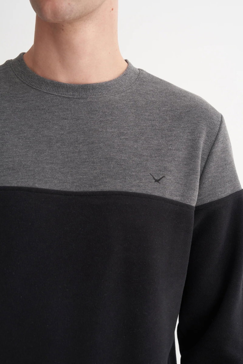 Cazador Erkek Bisiklet Yaka Selanik Örgü Slim Fit Sweatshirt Antrasit - 3