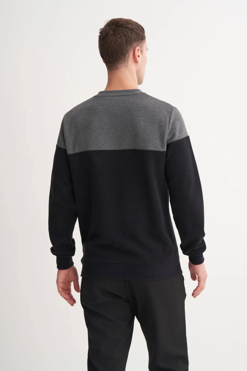 Cazador Erkek Bisiklet Yaka Selanik Örgü Slim Fit Sweatshirt Antrasit - 4