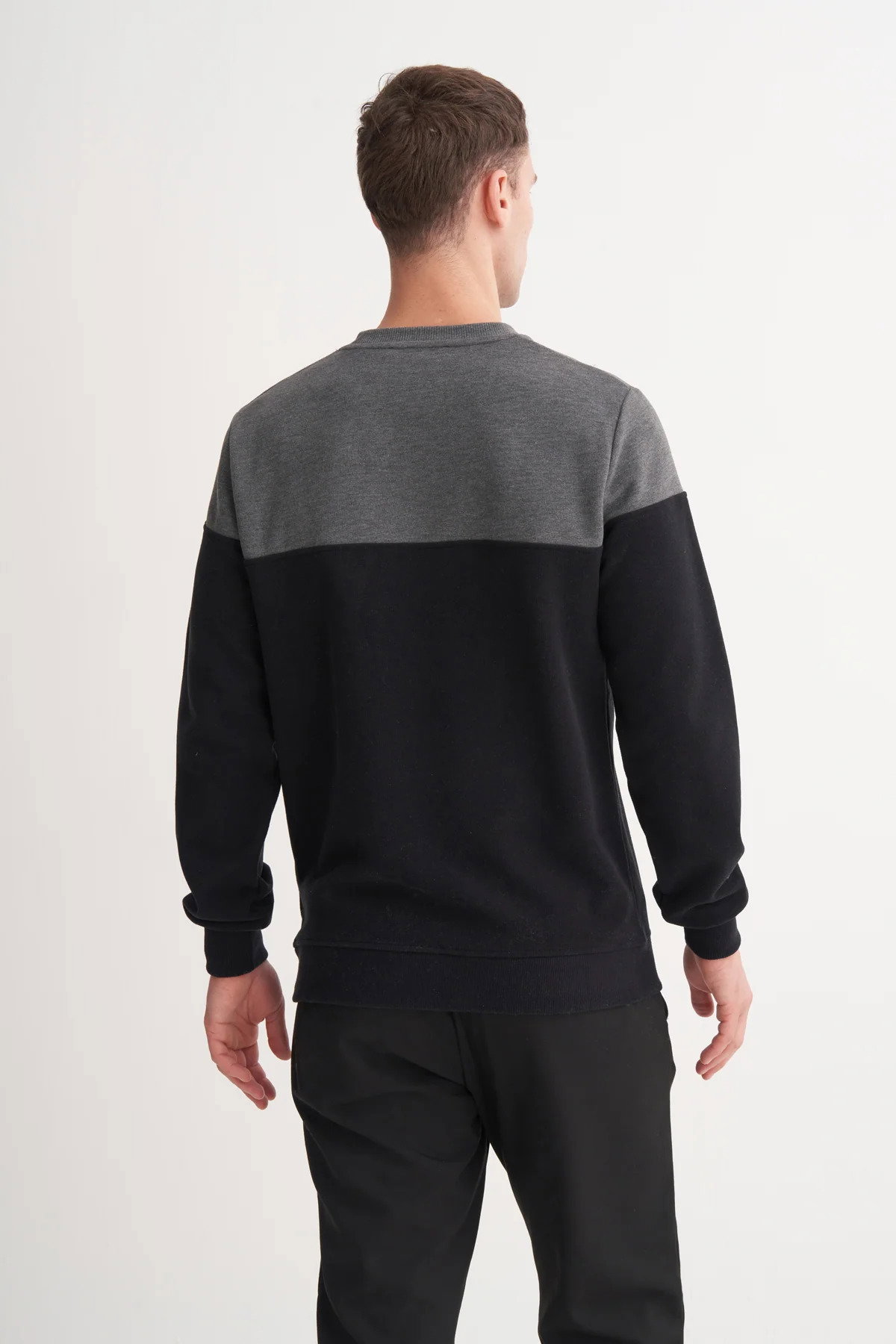 Cazador Erkek Bisiklet Yaka Selanik Örgü Slim Fit Sweatshirt Antrasit - 4