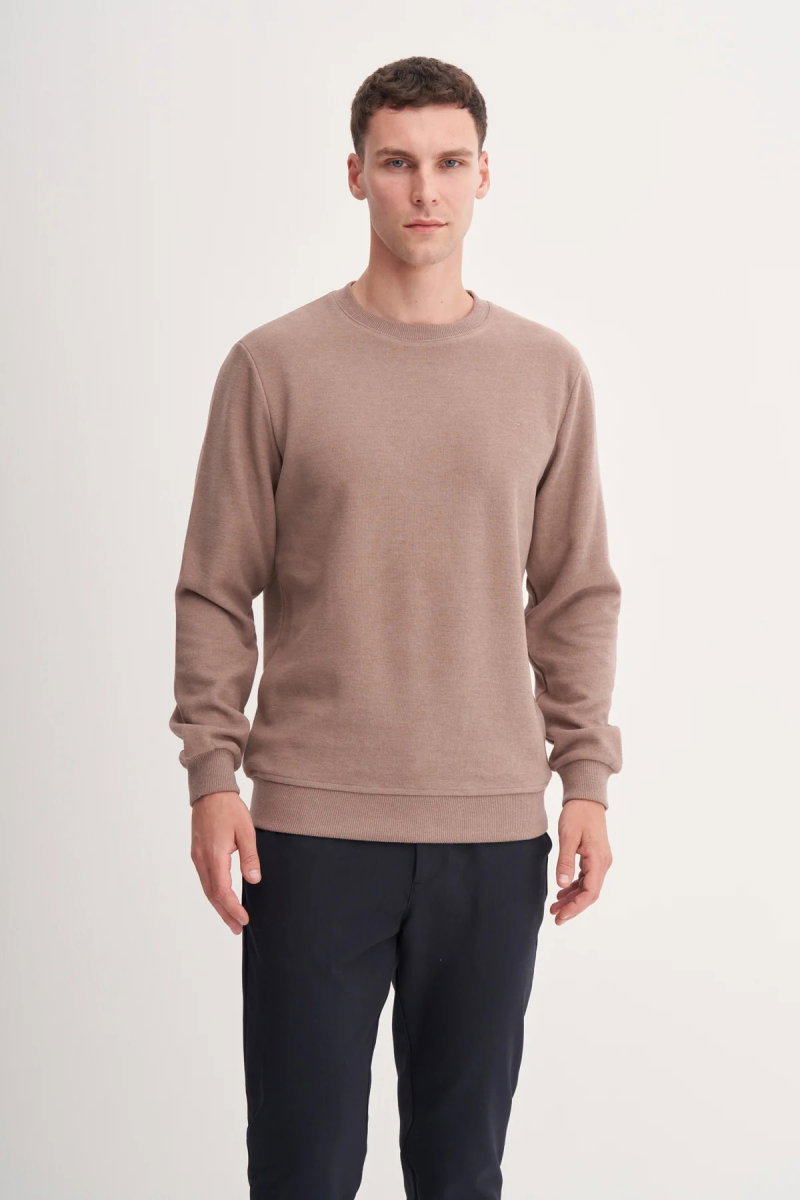 Cazador Erkek Bisiklet Yaka Selanik Örgü Slim Fit Sweatshirt Camel - Cazador
