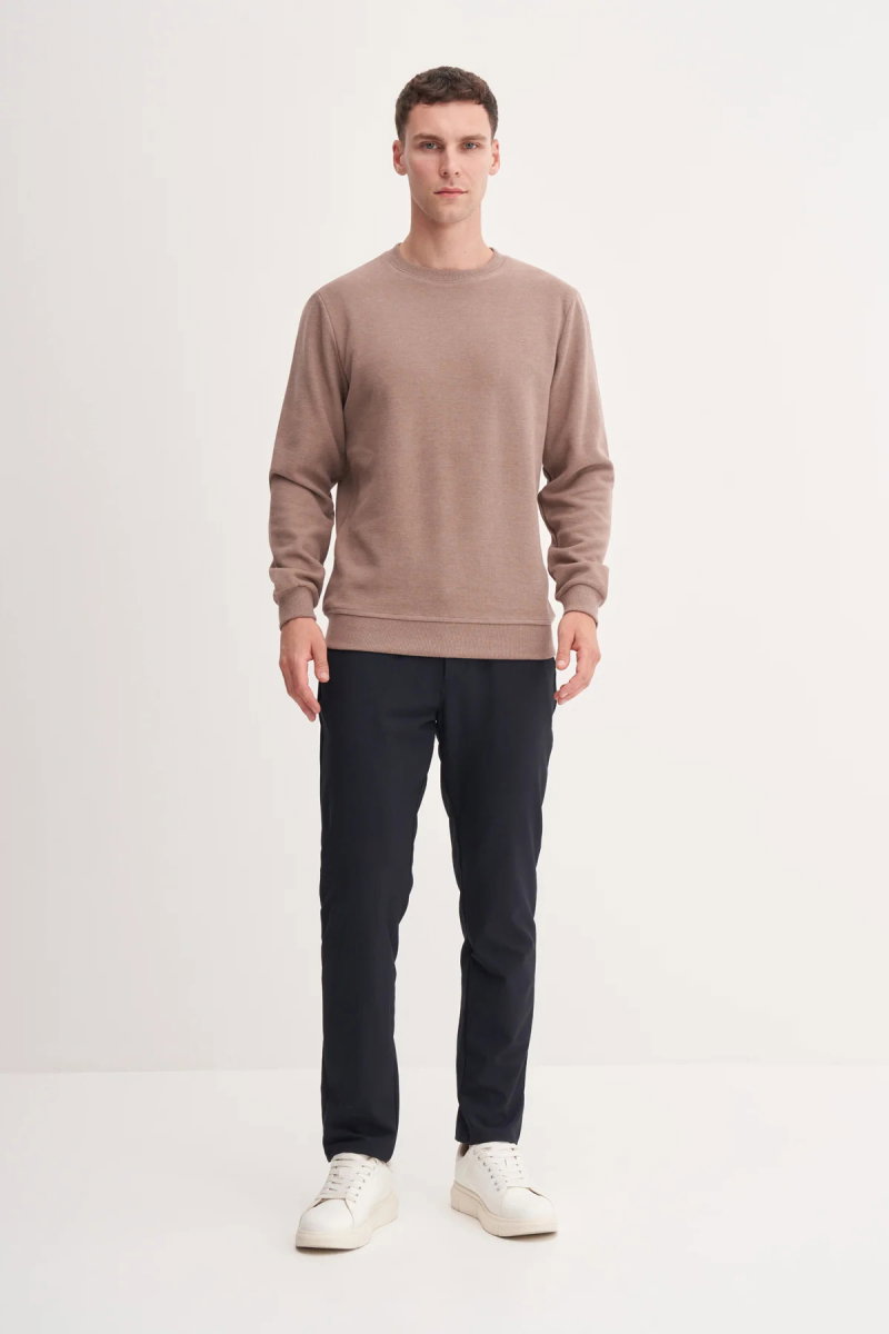 Cazador Erkek Bisiklet Yaka Selanik Örgü Slim Fit Sweatshirt Camel - 2