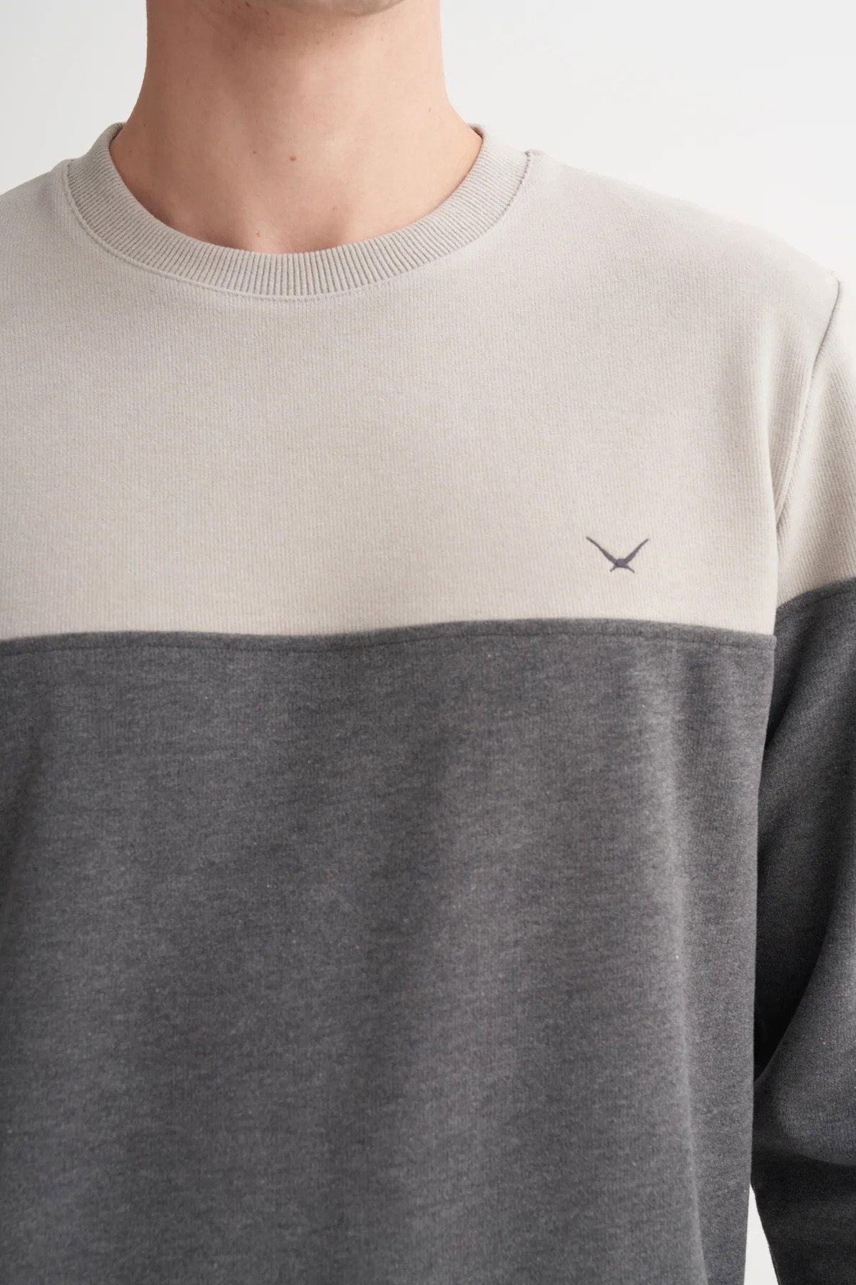 Cazador Erkek Bisiklet Yaka Selanik Örgü Slim Fit Sweatshirt Gri - 3