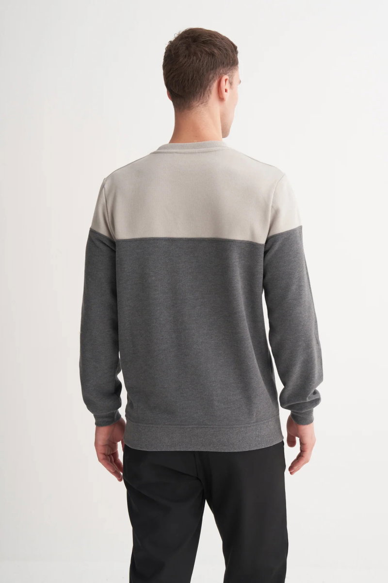 Cazador Erkek Bisiklet Yaka Selanik Örgü Slim Fit Sweatshirt Gri - 4