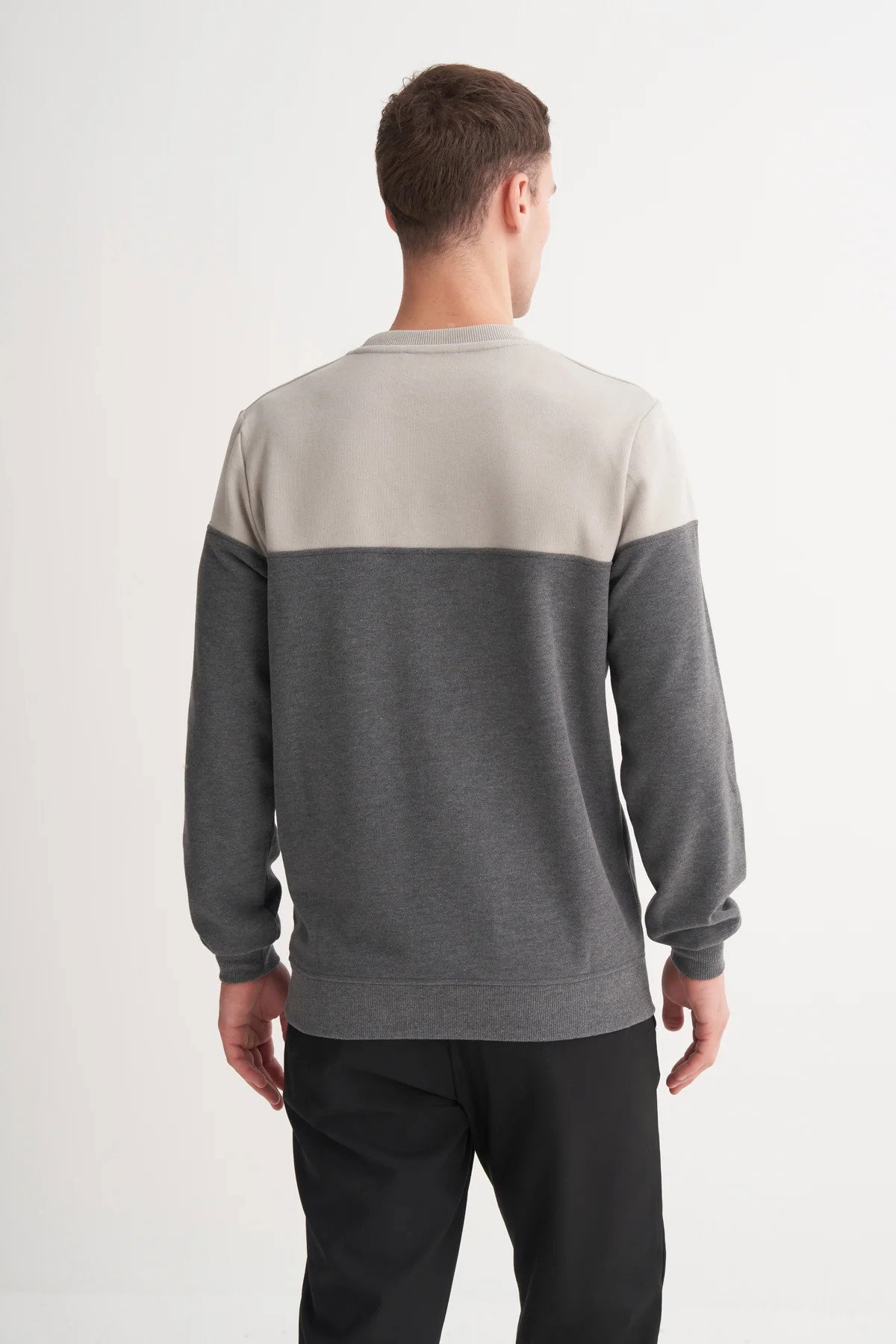 Cazador Erkek Bisiklet Yaka Selanik Örgü Slim Fit Sweatshirt Gri - 4