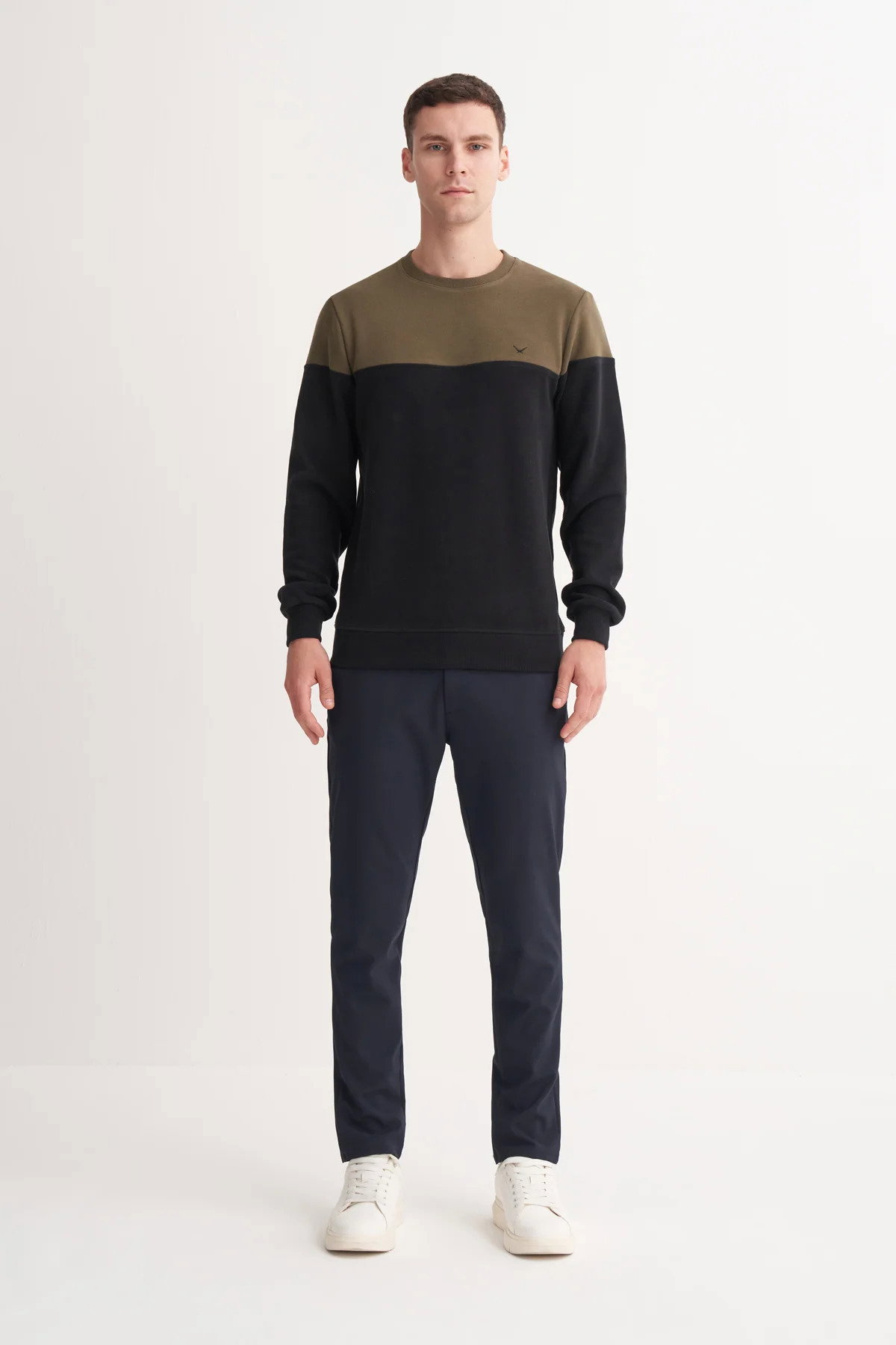Cazador Erkek Bisiklet Yaka Selanik Örgü Slim Fit Sweatshirt Haki - 2
