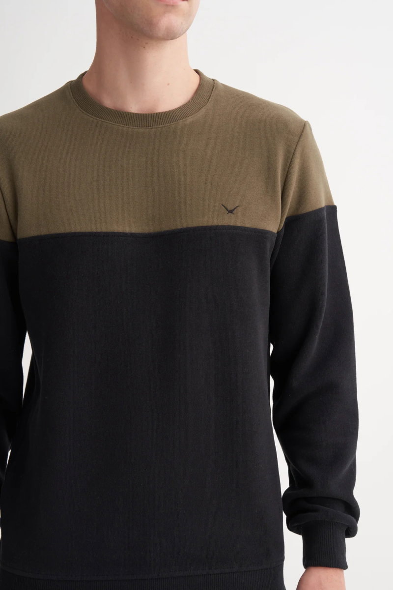 Cazador Erkek Bisiklet Yaka Selanik Örgü Slim Fit Sweatshirt Haki - 3