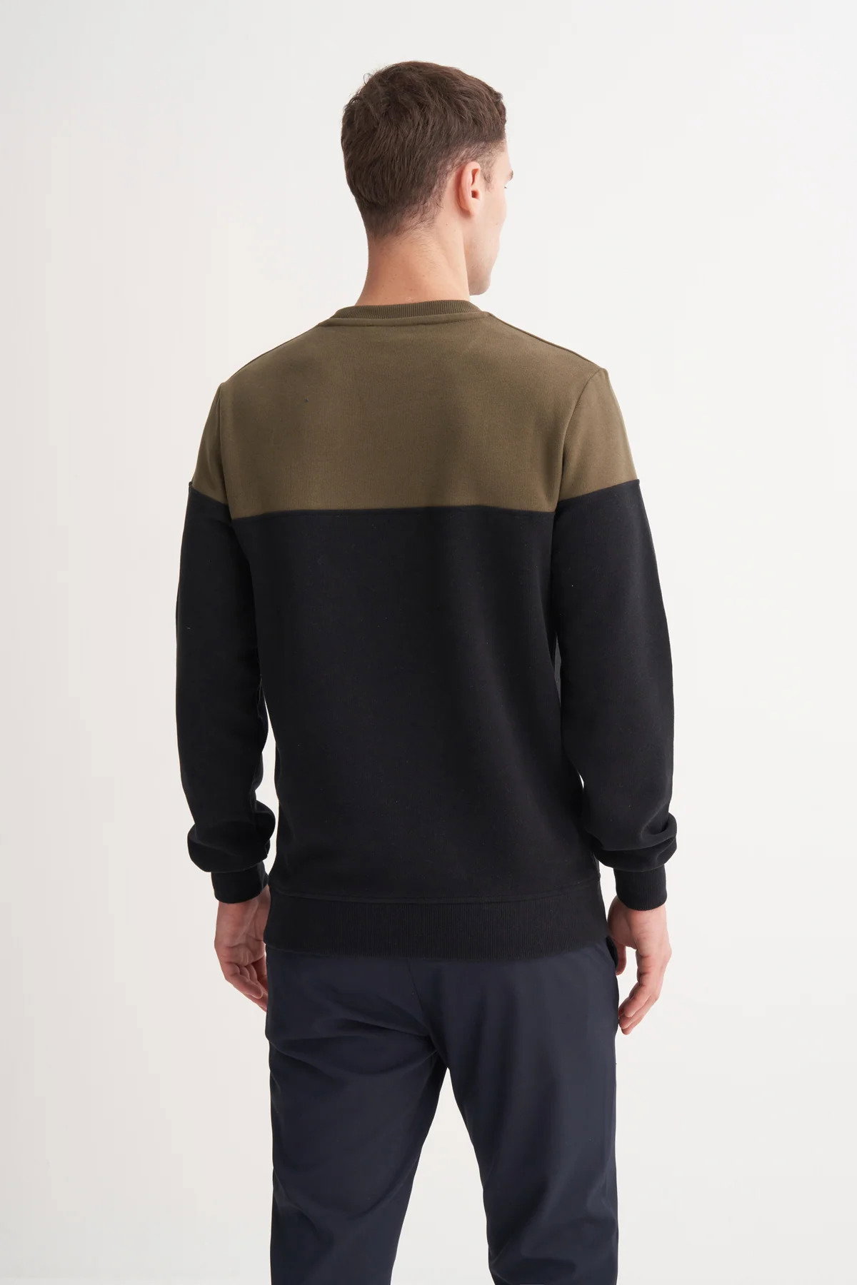 Cazador Erkek Bisiklet Yaka Selanik Örgü Slim Fit Sweatshirt Haki - 4