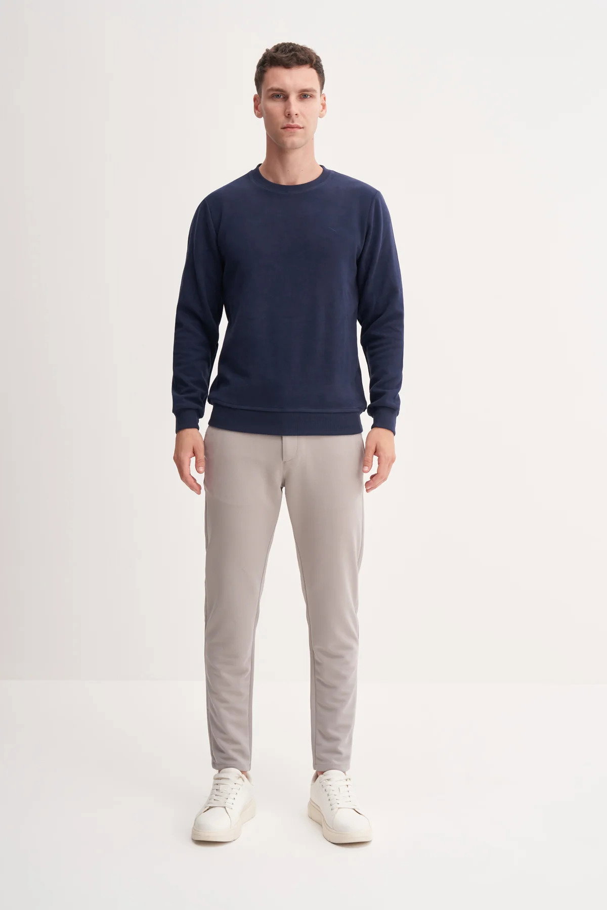 Cazador Erkek Bisiklet Yaka Selanik Örgü Slim Fit Sweatshirt Indigo - 2
