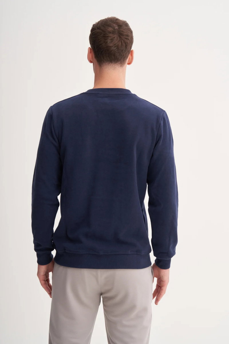Cazador Erkek Bisiklet Yaka Selanik Örgü Slim Fit Sweatshirt Indigo - 3