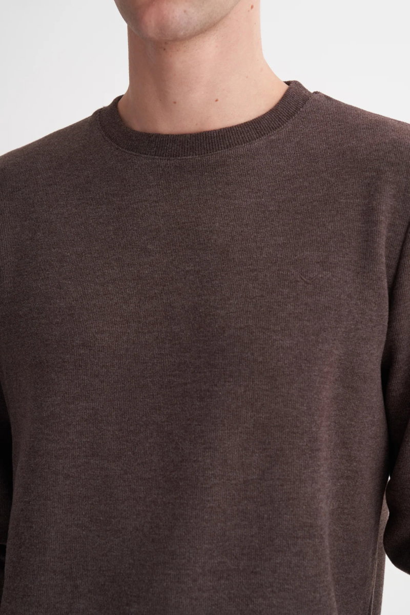 Cazador Erkek Bisiklet Yaka Selanik Örgü Slim Fit Sweatshirt Kahverengi - 3