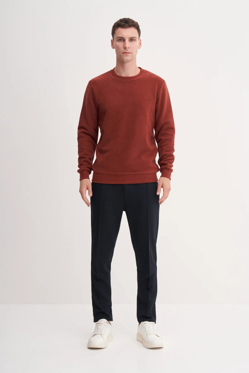 Cazador Erkek Bisiklet Yaka Selanik Örgü Slim Fit Sweatshirt Kiremit - 2