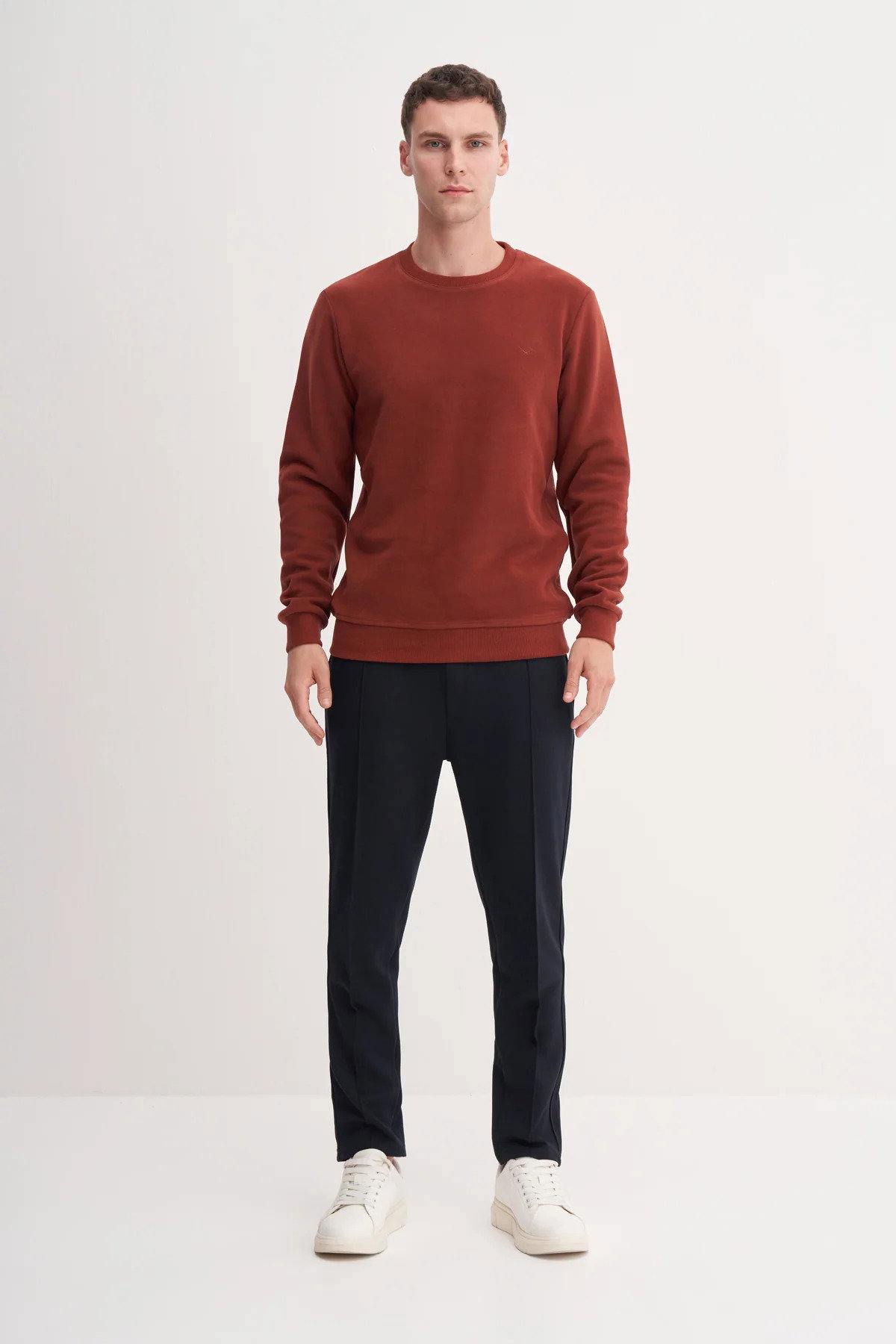 Cazador Erkek Bisiklet Yaka Selanik Örgü Slim Fit Sweatshirt Kiremit - 2