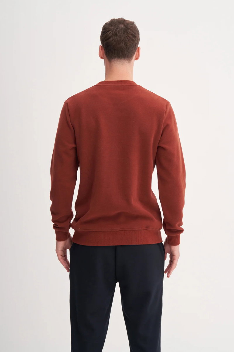 Cazador Erkek Bisiklet Yaka Selanik Örgü Slim Fit Sweatshirt Kiremit - 4