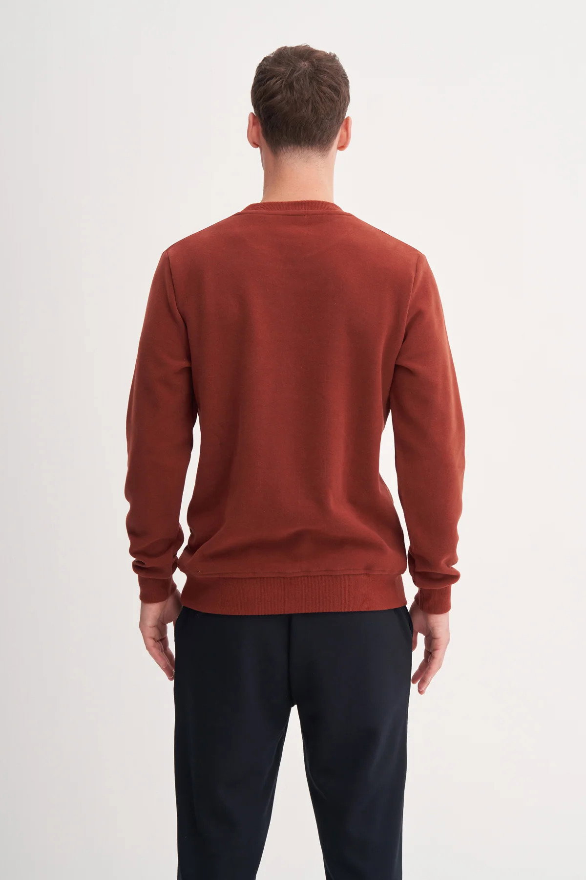 Cazador Erkek Bisiklet Yaka Selanik Örgü Slim Fit Sweatshirt Kiremit - 4
