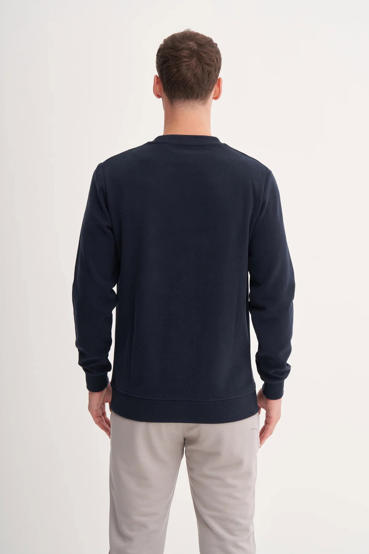 Cazador Erkek Bisiklet Yaka Selanik Örgü Slim Fit Sweatshirt Lacivert - 4