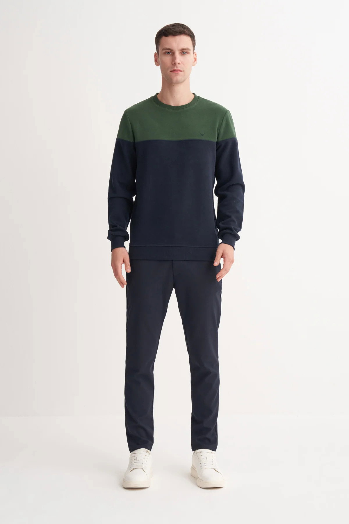 Cazador Erkek Bisiklet Yaka Selanik Örgü Slim Fit Sweatshirt Nefti - 2