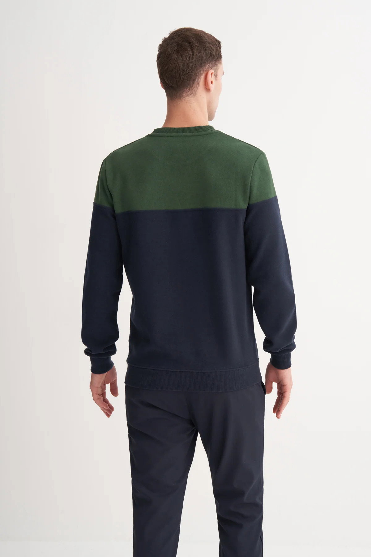 Cazador Erkek Bisiklet Yaka Selanik Örgü Slim Fit Sweatshirt Nefti - 4