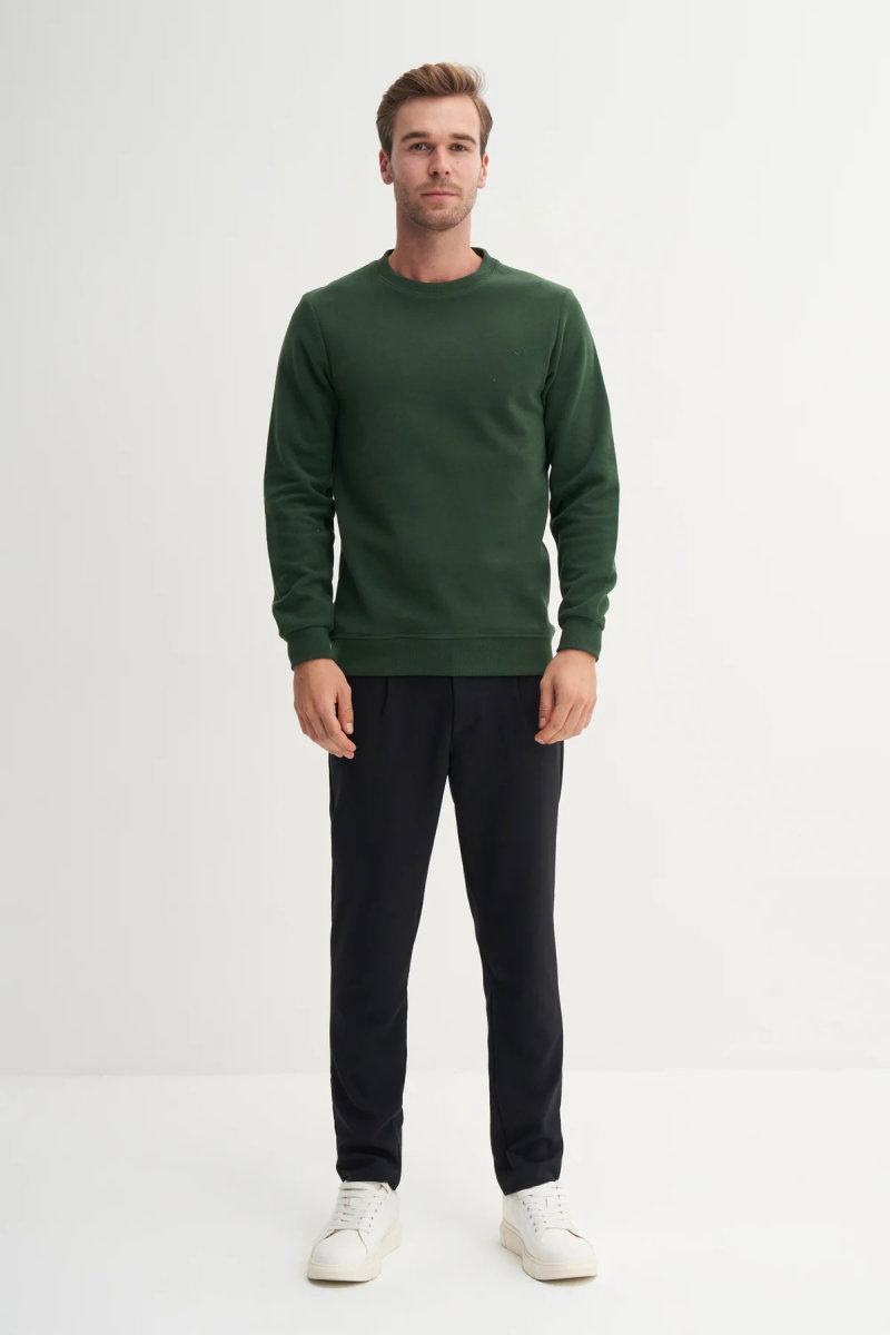 Cazador Erkek Bisiklet Yaka Selanik Örgü Slim Fit Sweatshirt Nefti - 2