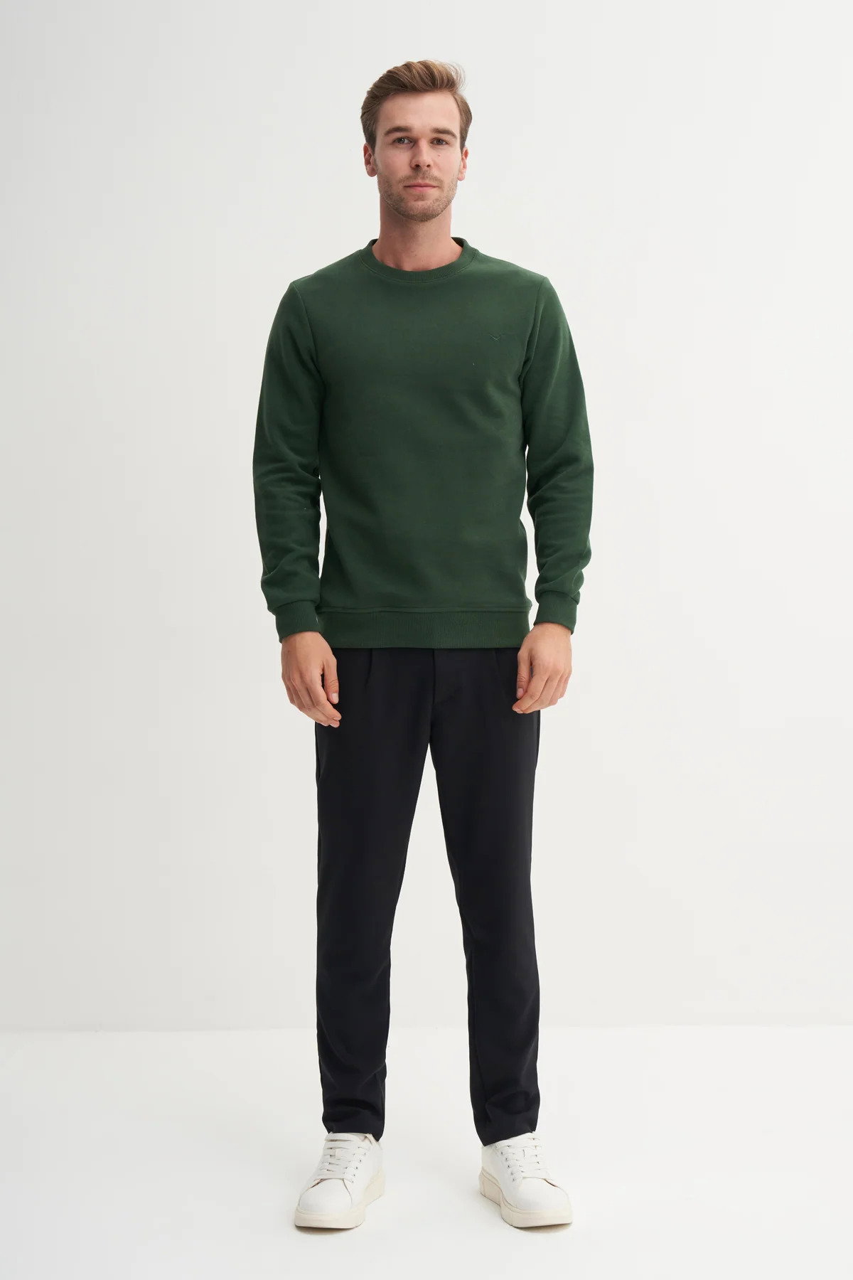 Cazador Erkek Bisiklet Yaka Selanik Örgü Slim Fit Sweatshirt Nefti - 2