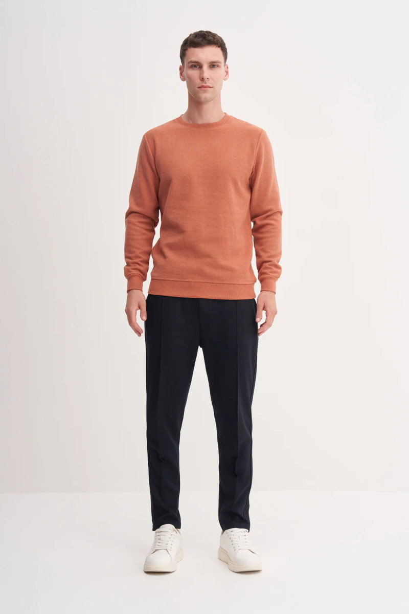 Cazador Erkek Bisiklet Yaka Selanik Örgü Slim Fit Sweatshirt Oranj - 2