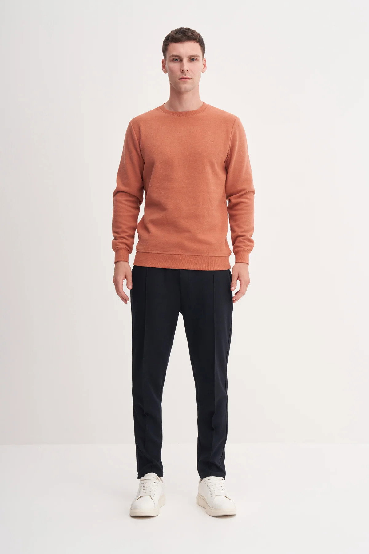 Cazador Erkek Bisiklet Yaka Selanik Örgü Slim Fit Sweatshirt Oranj - 2