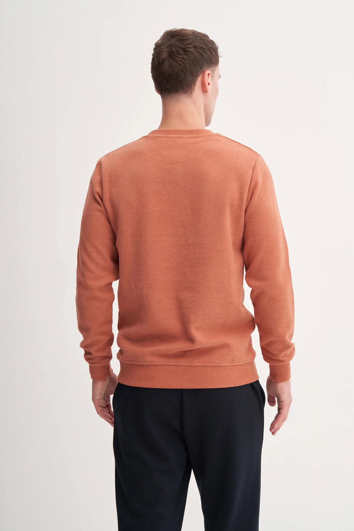 Cazador Erkek Bisiklet Yaka Selanik Örgü Slim Fit Sweatshirt Oranj - 3